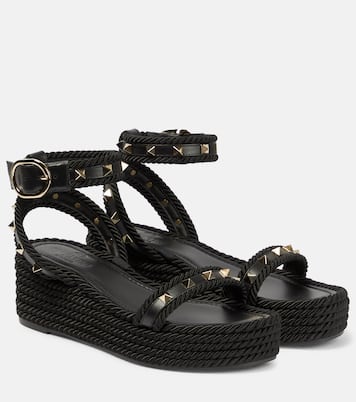 Alpargatas con cuña Rockstud de piel | Valentino Garavani