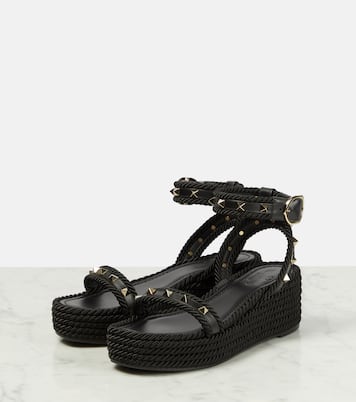 Alpargatas con cuña Rockstud de piel | Valentino Garavani