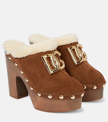 Mules in suede con logo e plateau | Dolce&Gabbana