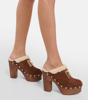 Mules in suede con logo e plateau | Dolce&Gabbana