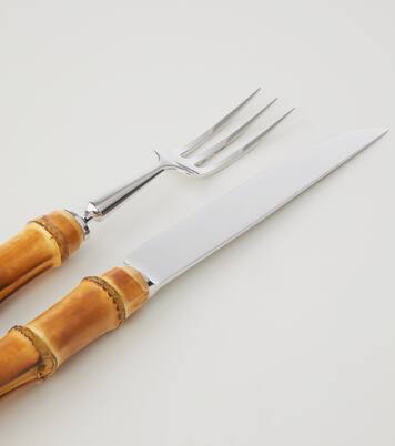 Bamboo and stainless steel carving set | Lorenzi Milano
