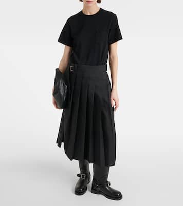 Pleated cotton poplin midi dress | Sacai