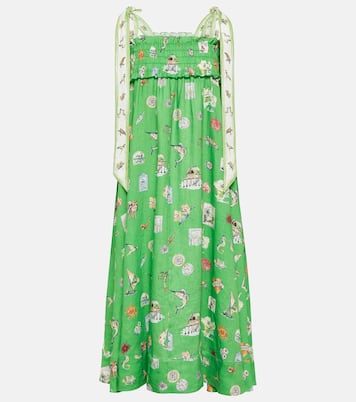 Abito midi in lino con stampa | Alémais