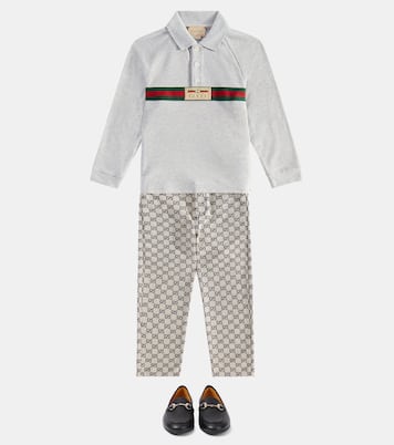 Web cotton-blend polo sweater | Gucci Kids