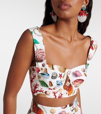 Crop top Capri de algodón estampado | Dolce&Gabbana