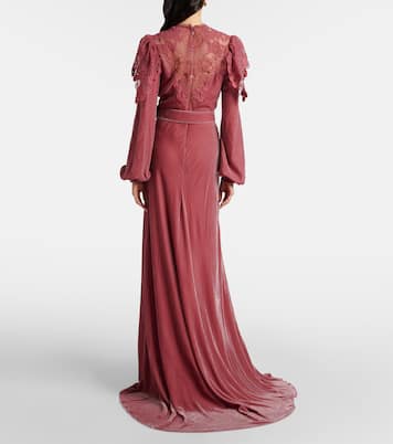 Ashley lace-trimmed velvet gown | Costarellos
