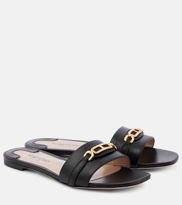 Embellished leather slides | Tom Ford
