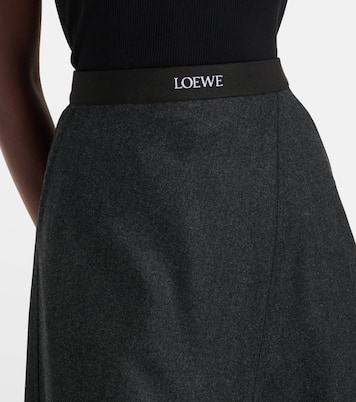 Jupe midi asymétrique en laine et cachemire | Loewe