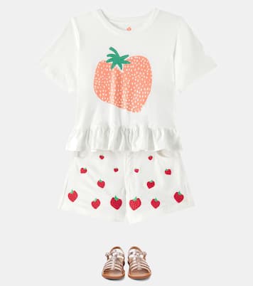 T-shirt in cotone con glitter e volant | Fábula