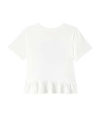 T-shirt in cotone con glitter e volant | Fábula