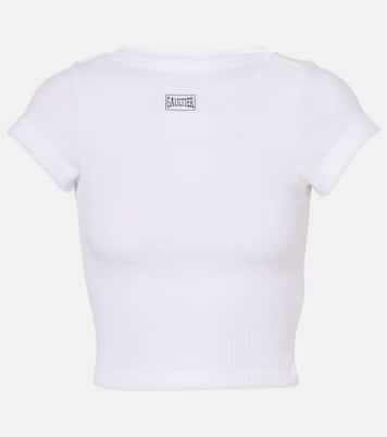 Top cropped in jersey di cotone con logo | Jean Paul Gaultier