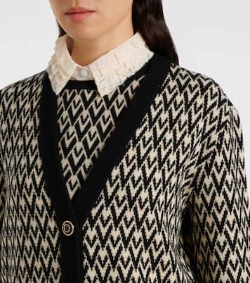 Toute La V virgin wool jacquard cardigan | Valentino