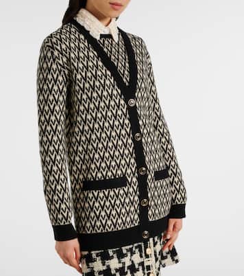 Toute La V virgin wool jacquard cardigan | Valentino