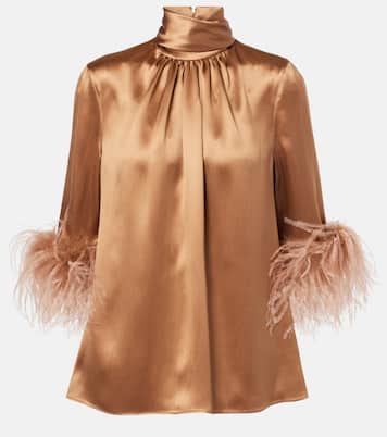 Top aus Seidensatin mit Federn | Dolce&Gabbana