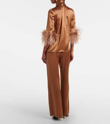 Top aus Seidensatin mit Federn | Dolce&Gabbana