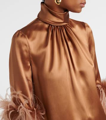 Top aus Seidensatin mit Federn | Dolce&Gabbana
