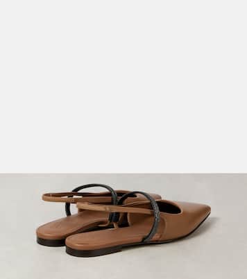 Ballerine slingback Pointy in pelle | Brunello Cucinelli