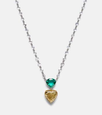 Pendentif en or 18 ct, diamants jaunes et émeraudes | Kamyen