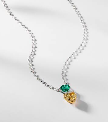 Pendentif en or 18 ct, diamants jaunes et émeraudes | Kamyen