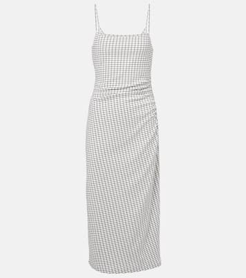 Checked ruched midi dress | Vince