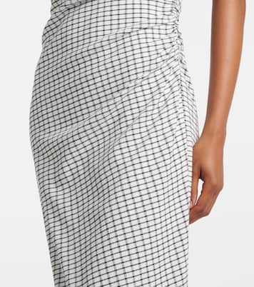 Checked ruched midi dress | Vince