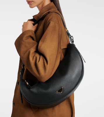 Demi-Lune Large leather shoulder bag | Prada