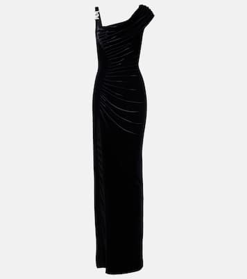 Asymmetric gathered velvet gown | Versace