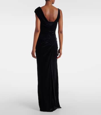 Asymmetric gathered velvet gown | Versace