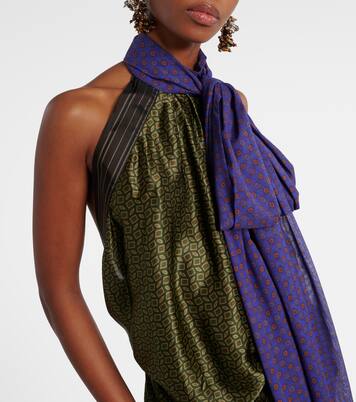 Printed halterneck open-back silk satin gown | Dries Van Noten