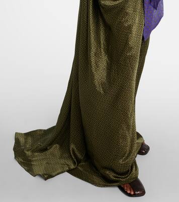 Printed halterneck open-back silk satin gown | Dries Van Noten