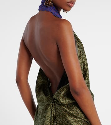 Printed halterneck open-back silk satin gown | Dries Van Noten