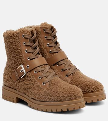 Schnürstiefel aus Shearling mit Leder | Gianvito Rossi
