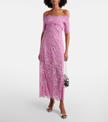 Off-shoulder lace midi dress | Rabanne