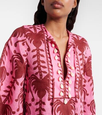 Bedruckte Tunika Wild Savannah aus Leinen | Johanna Ortiz