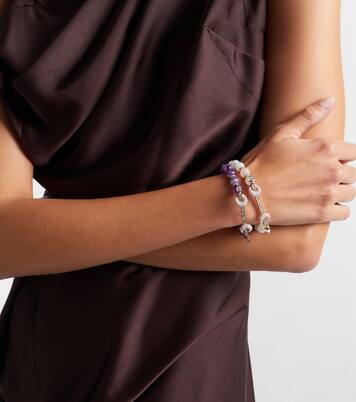 Armband Chakra aus Amethyst mit 18kt Roségold, Diamanten und Quarz | Ananya