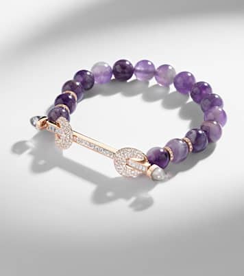 Armband Chakra aus Amethyst mit 18kt Roségold, Diamanten und Quarz | Ananya