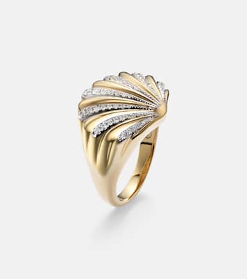 Chevalière Coquillage 18kt gold ring with diamonds | Yvonne Léon