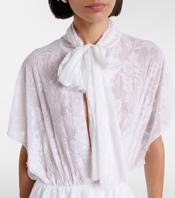 Lauren semi-sheer tiered lace minidress | Norma Kamali