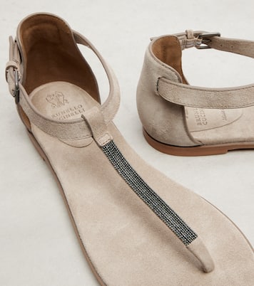 Sandalen Monili aus Veloursleder | Brunello Cucinelli
