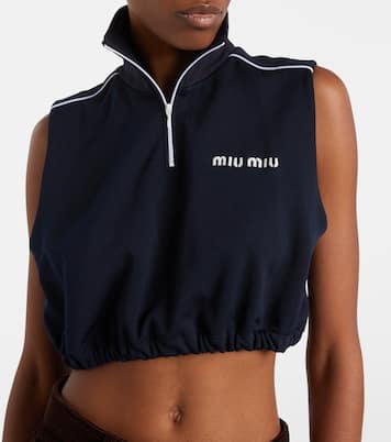 Logo jersey crop top | Miu Miu