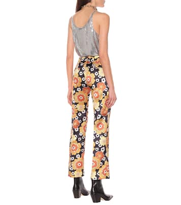 Pantalon droit imprimé en satin | Rabanne