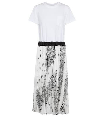 Robe longue imprimée plissée en coton | Sacai