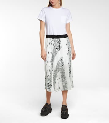 Robe longue imprimée plissée en coton | Sacai