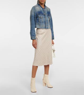 Falda midi de lana y seda a cuadros | Maison Margiela