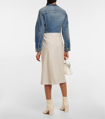 Falda midi de lana y seda a cuadros | Maison Margiela