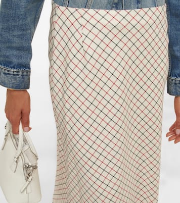 Falda midi de lana y seda a cuadros | Maison Margiela