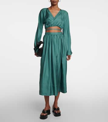 St. Tropez silk twill wrap top | Asceno