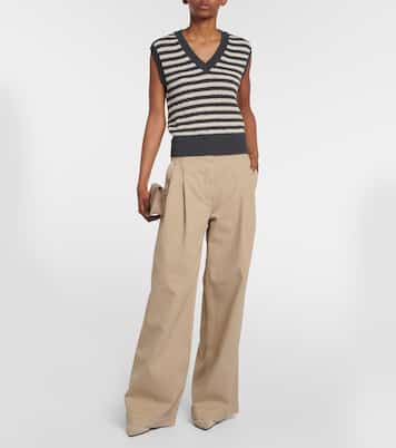 Pantaloni in cotone a gamba larga | Brunello Cucinelli