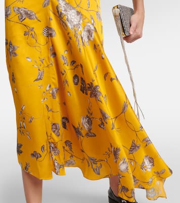 Robe midi en satin à fleurs | Erdem