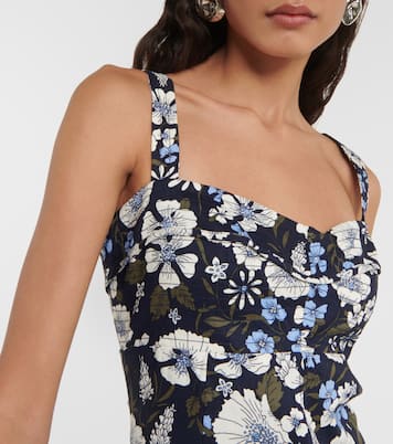 Colleen floral linen-blend midi dress | Veronica Beard
